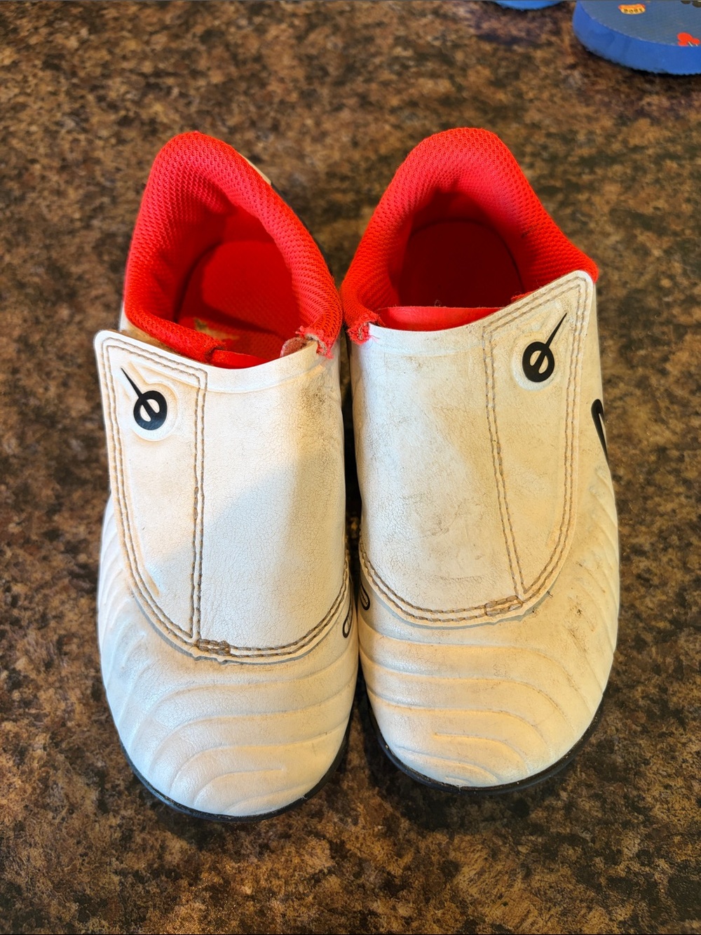 Nike Kids White Slip-On Soccer Cleats with Red Interior